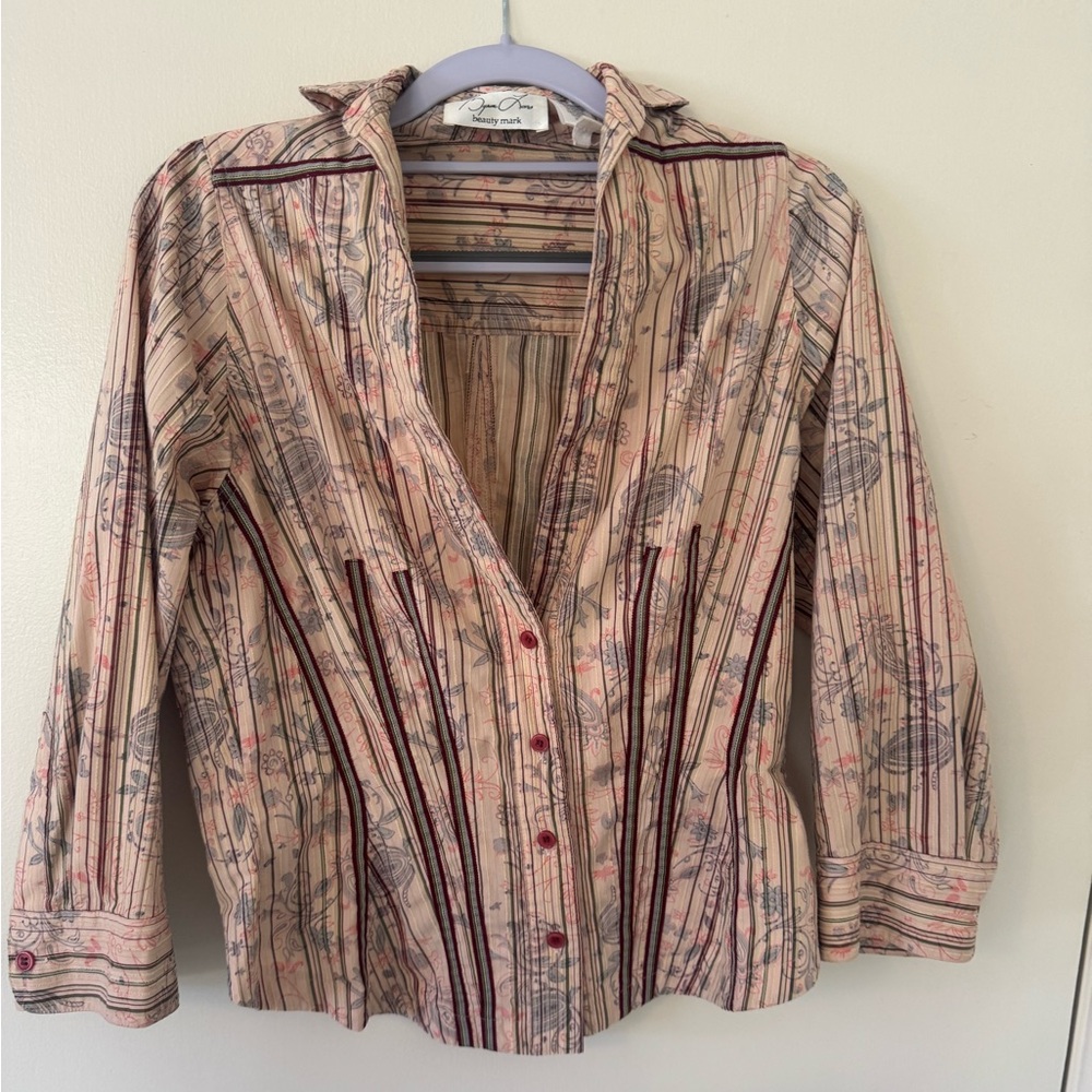 Byron Lars Pink and Brown Fitted Button Down Shirt
